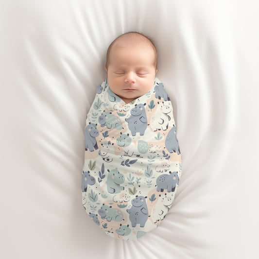 Hippo Baby Swaddle Blanket for Newborn