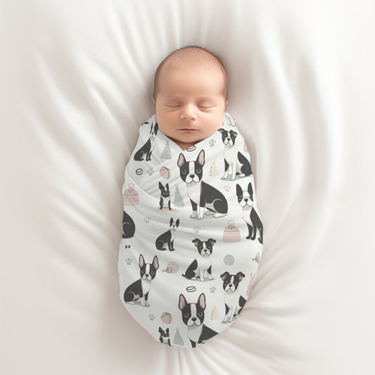Boston Terrier Baby Swaddle Blanket for Newborn