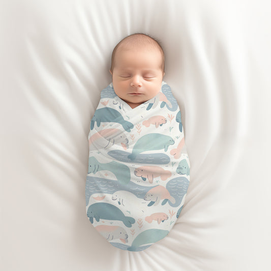 Manatee Baby Swaddle Blanket for Newborn