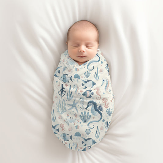 Ocean Animals Baby Swaddle Blanket for Newborn