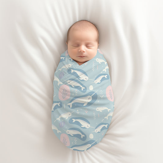 Narwhale Baby Swaddle Blanket for Newborn and Infant