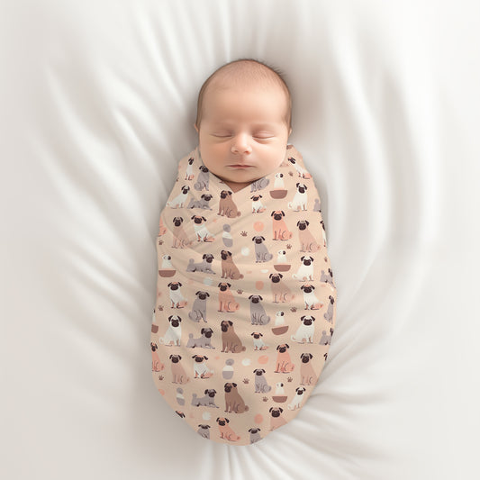 Pug Baby Swaddle Blanket for Newborn
