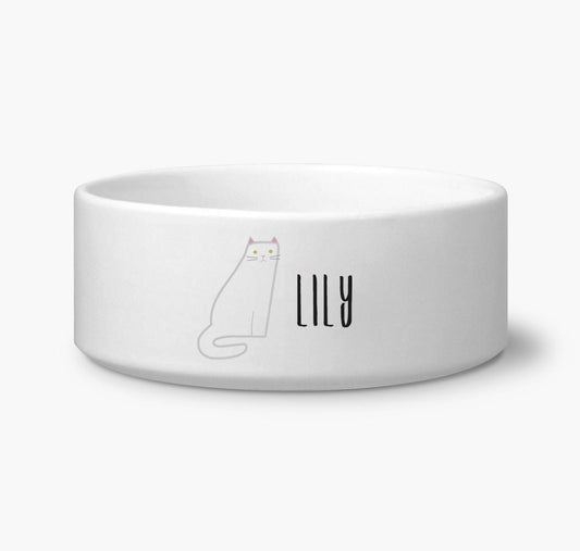 Personalize White Cat Bowl